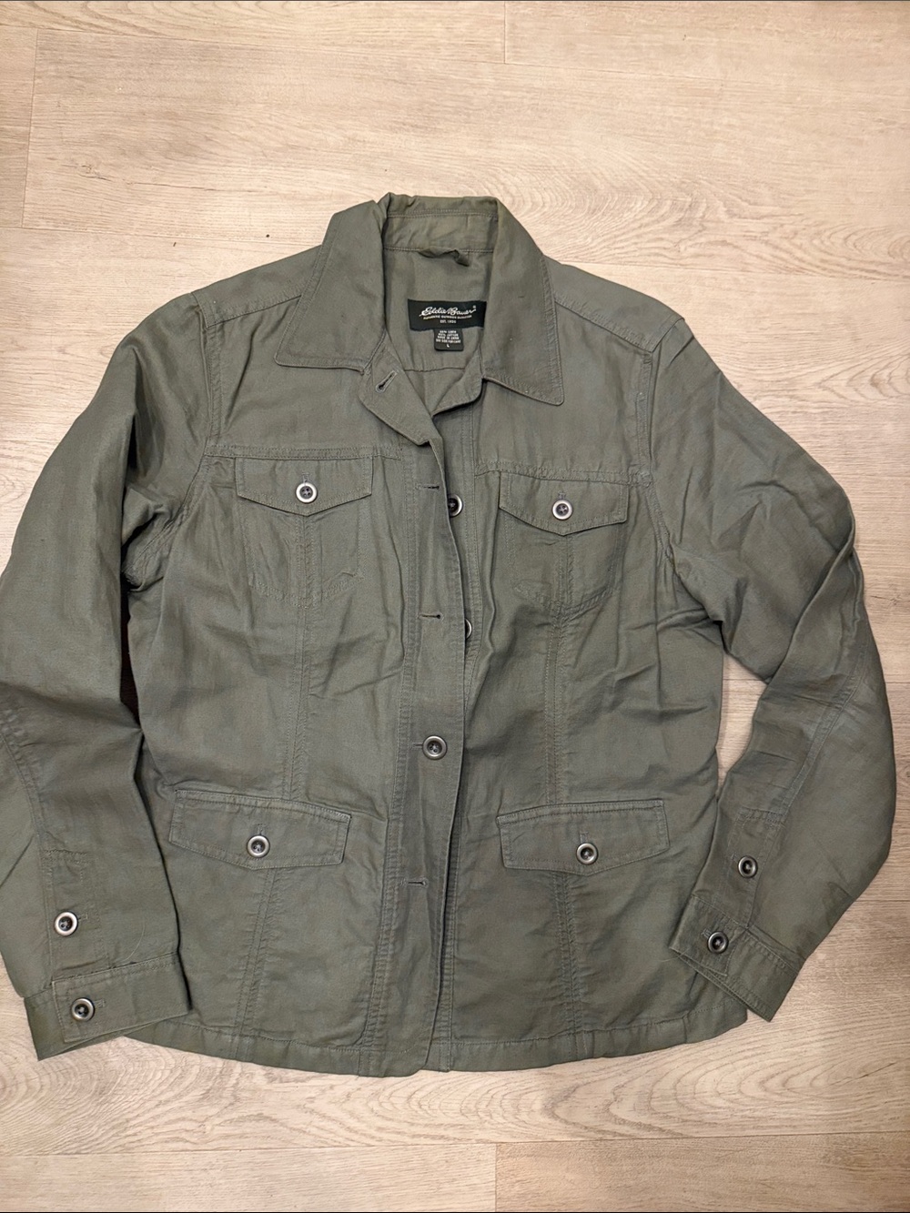 Eddie Bauer Olive Utility Jacket with Pocket Flaps